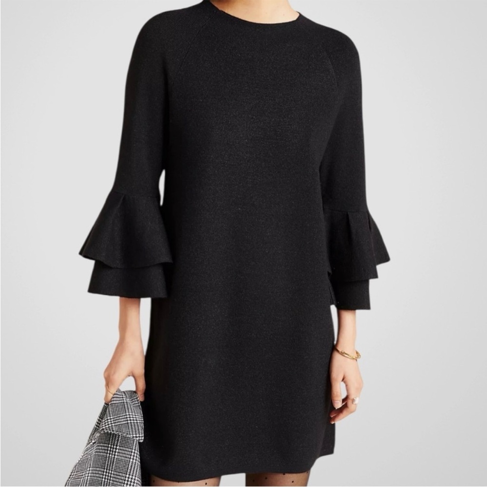 EUC Anthropologie Claudette Ruffled
Sweater Dress Black Size Small